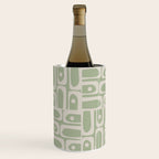 Mid Century Modern Piquet Geometric Multi Abstract Minimalist Pattern in Sage Green and Beige Wine Chiller Gallery Image 2