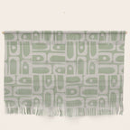 Mid Century Modern Piquet Geometric Multi Abstract Minimalist Pattern in Sage Green and Beige Wall Hanging Gallery Image 1
