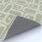 Mid Century Modern Piquet Geometric Multi Abstract Minimalist Pattern in Sage Green and Beige Rug Gallery Image 4