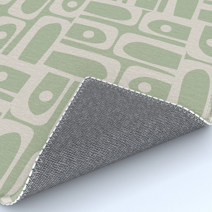 Mid Century Modern Piquet Geometric Multi Abstract Minimalist Pattern in Sage Green and Beige Rug Gallery Image 4