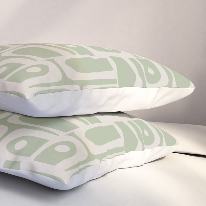 Mid Century Modern Piquet Geometric Multi Abstract Minimalist Pattern in Sage Green and Beige Pillow Sham Gallery Image 3