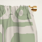 Mid Century Modern Piquet Geometric Multi Abstract Minimalist Pattern in Sage Green and Beige Window Curtain Gallery Image 2
