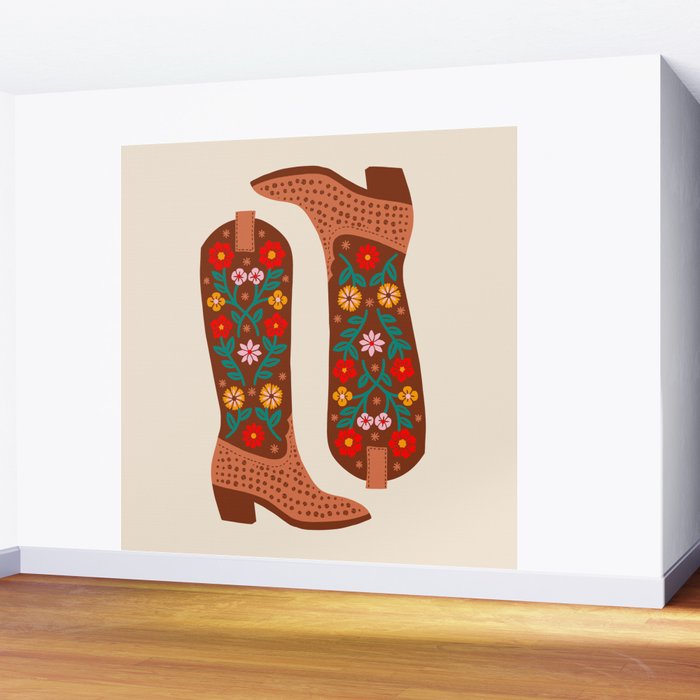 Cowgirl Boots - Bright Multicolor Wall Mural Gallery Image 2