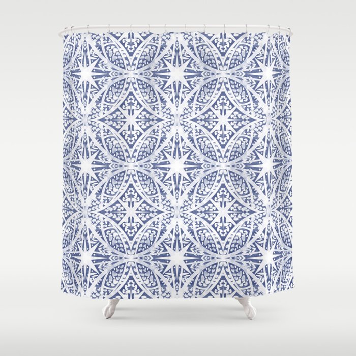 Leaves indigo fantasy tiled 4 Shower Curtain Gallery Image 1