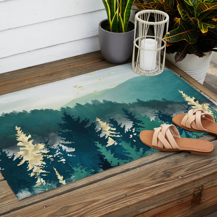 Blue Forest Mist Outdoor Rug Gallery Image 2
