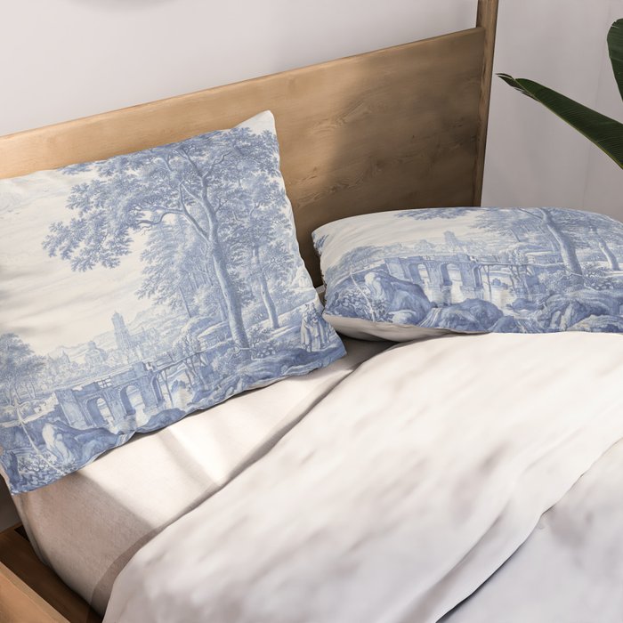 Vintage Italian Toile de Jouy Pillow Sham Gallery Image 2