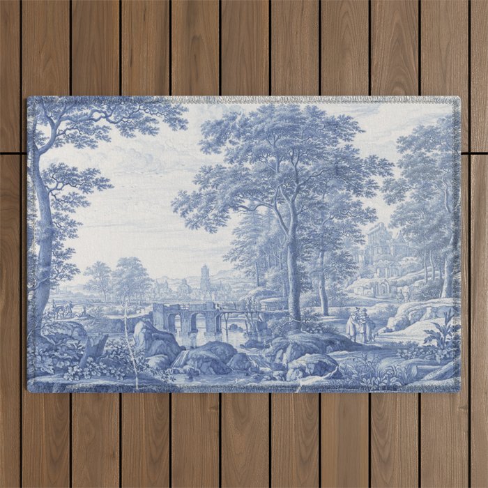 Vintage Italian Toile de Jouy Outdoor Rug Gallery Image 1