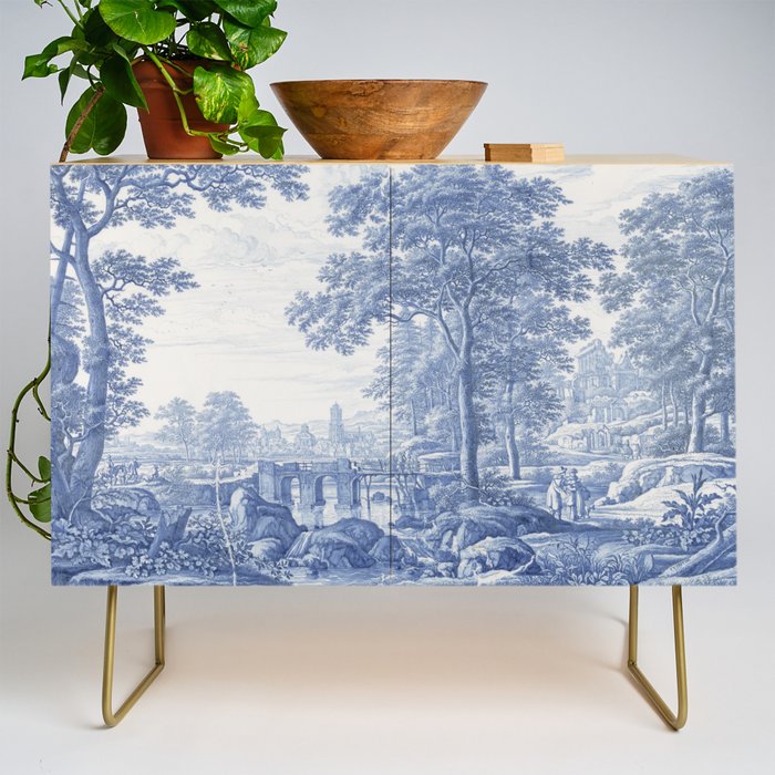 Vintage Italian Toile de Jouy Credenza Gallery Image 1