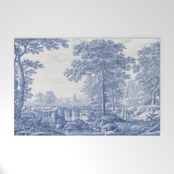 Vintage Italian Toile de Jouy Welcome Mat Gallery Image 1