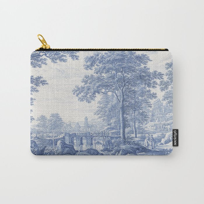 Vintage Italian Toile de Jouy Carry All Pouch Gallery Image 1