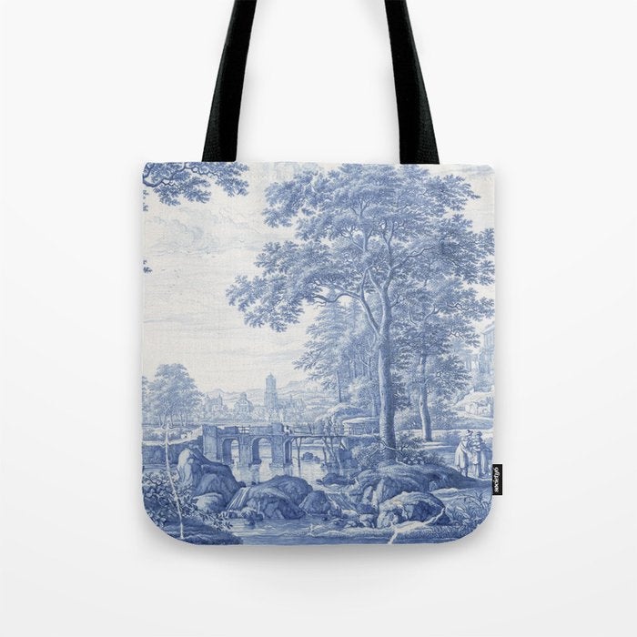 Vintage Italian Toile de Jouy Tote Bag Gallery Image 1