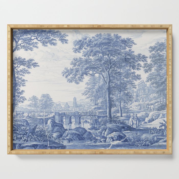 Vintage Italian Toile de Jouy Serving Tray Gallery Image 1