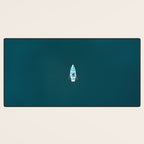 Minimalist Boat in blue Lake  Desk Mat Gallery Image 3