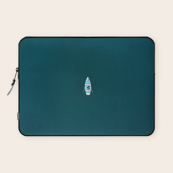 Minimalist Boat in blue Lake  Laptop Sleeve Gallery Image 1
