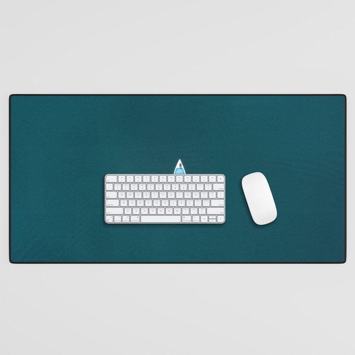 Minimalist Boat in blue Lake  Desk Mat Gallery Image 1
