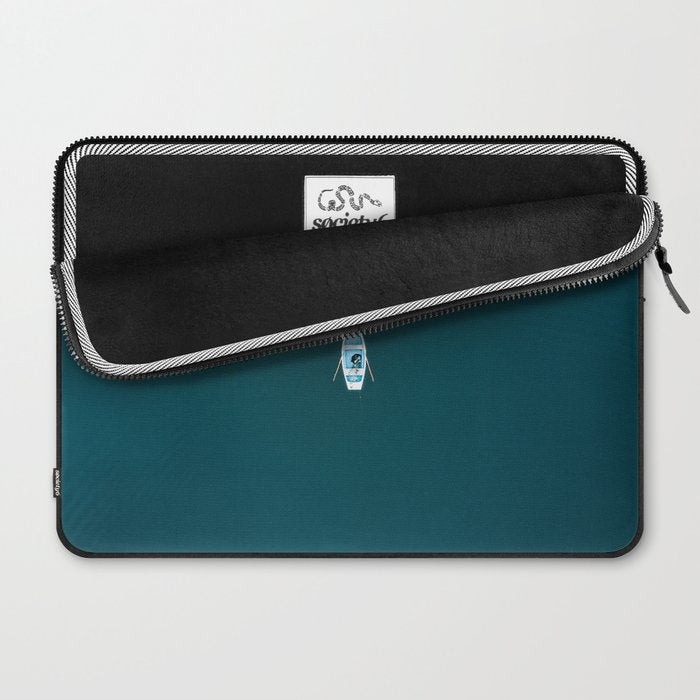 Minimalist Boat in blue Lake  Laptop Sleeve Gallery Image 2