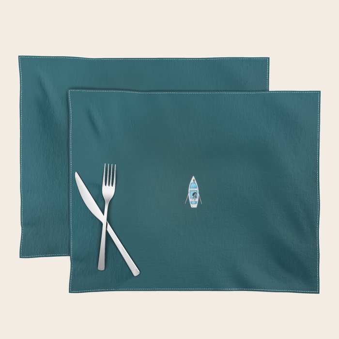Minimalist Boat in blue Lake  Placemat Gallery Image 1