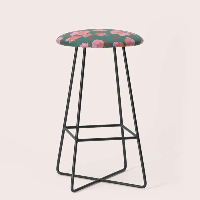 English Roses in Pink and Green Stool Gallery Image 1