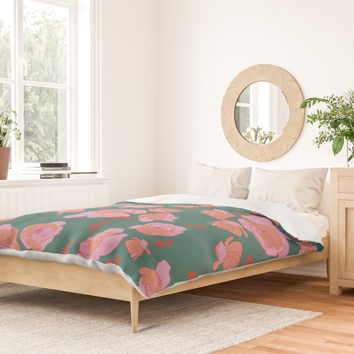 English Roses in Pink and Green Duvet Cover Gallery Image 2