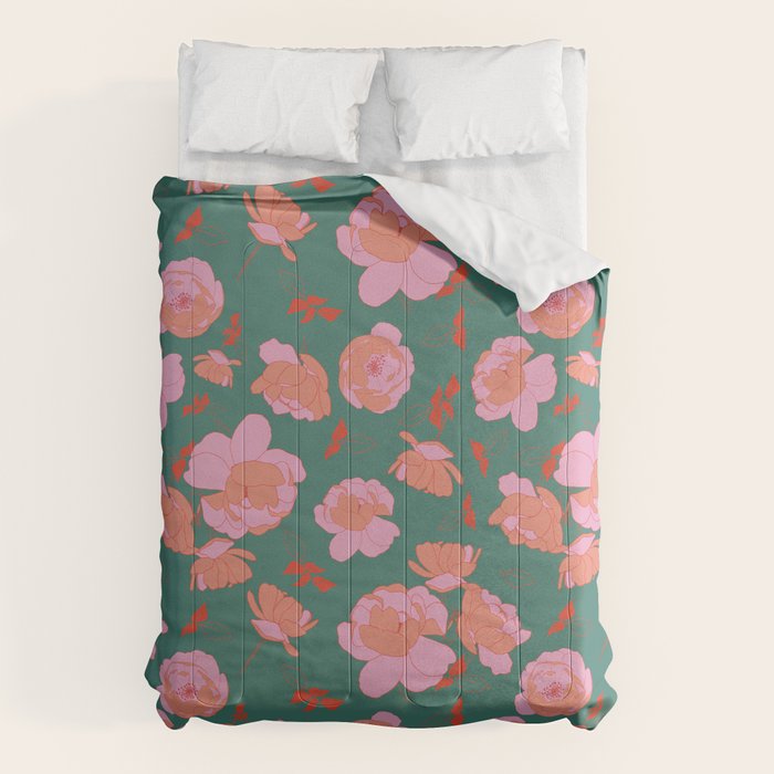 English Roses in Pink and Green Comforter Gallery Image 6