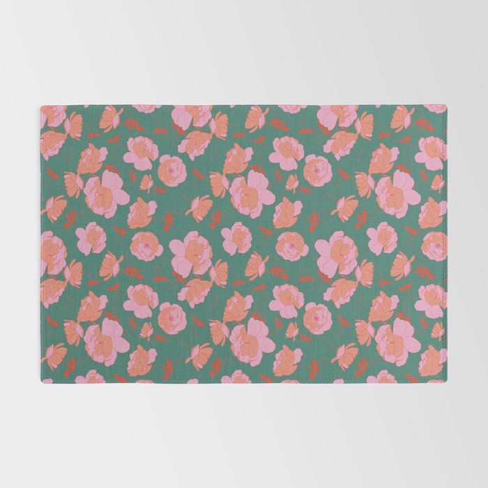 English Roses in Pink and Green Rug Gallery Image 2