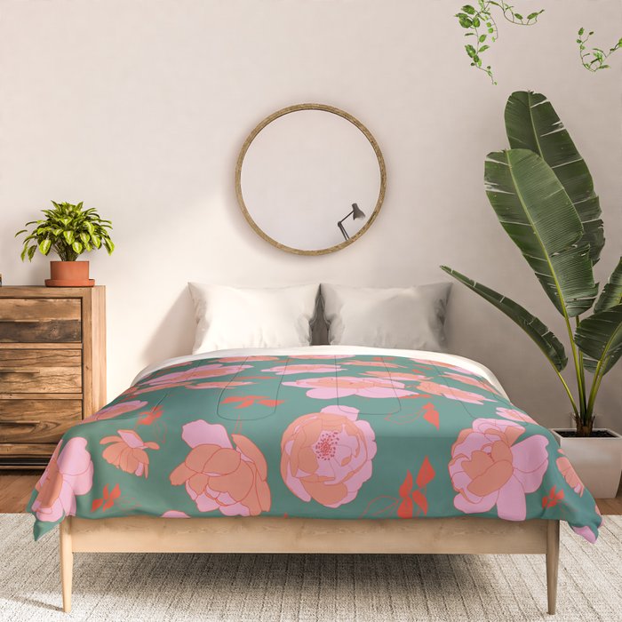 English Roses in Pink and Green Comforter Gallery Image 3