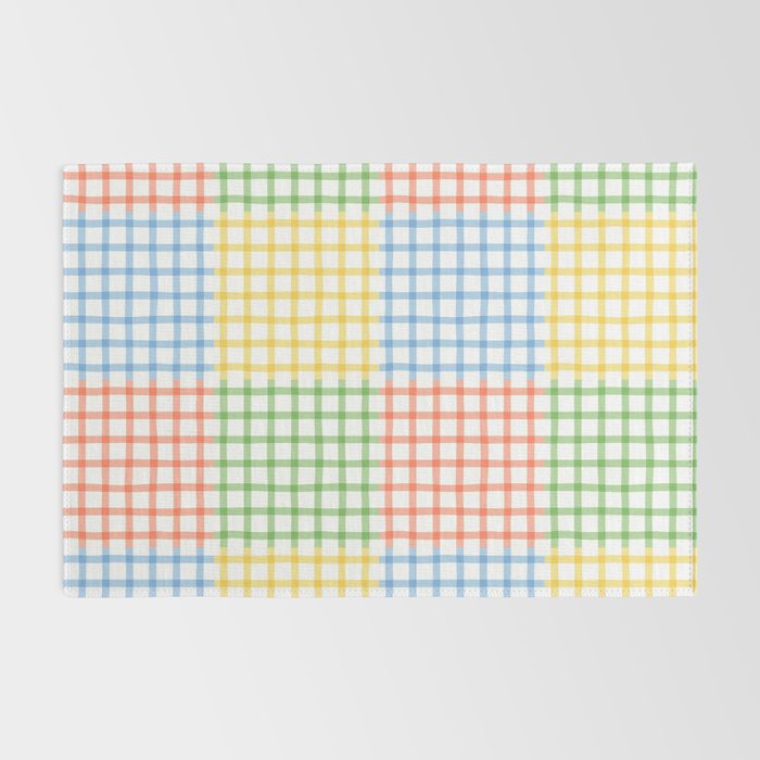 Colorful geometric gingham patchwork pattern Rug Gallery Image 2