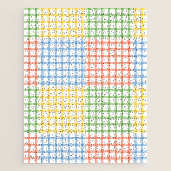 Colorful geometric gingham patchwork pattern Jigsaw Puzzle Gallery Image 1