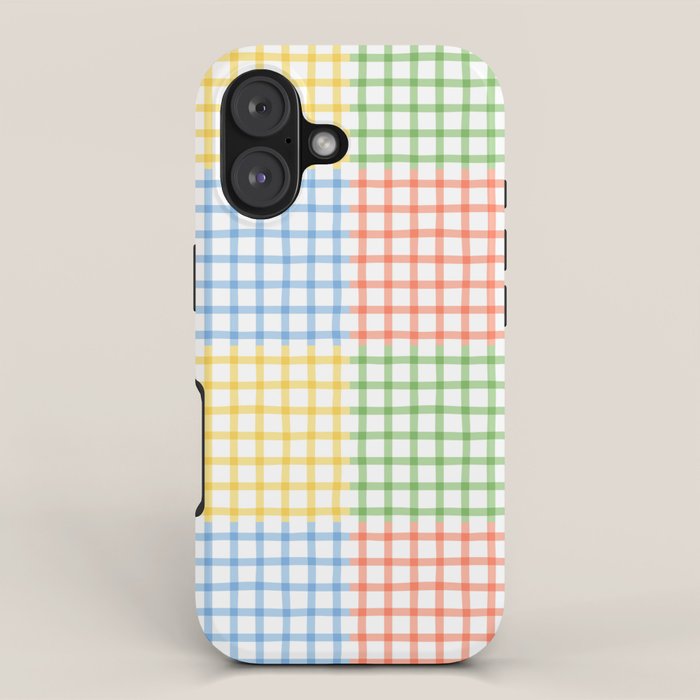 Colorful geometric gingham patchwork pattern iPhone Case Gallery Image 1