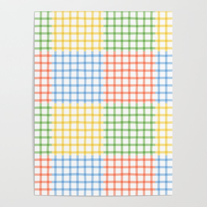 Colorful geometric gingham patchwork pattern Poster Gallery Image 1