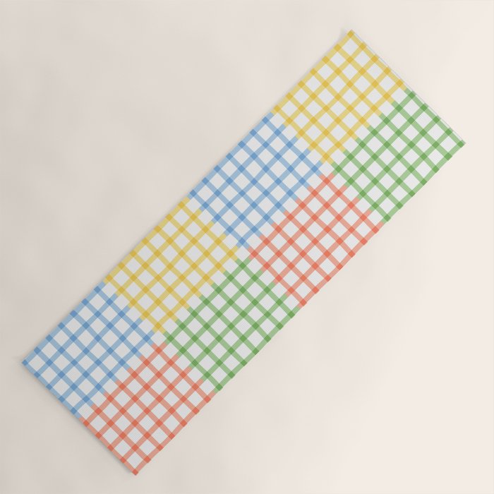 Colorful geometric gingham patchwork pattern Yoga Mat Gallery Image 1