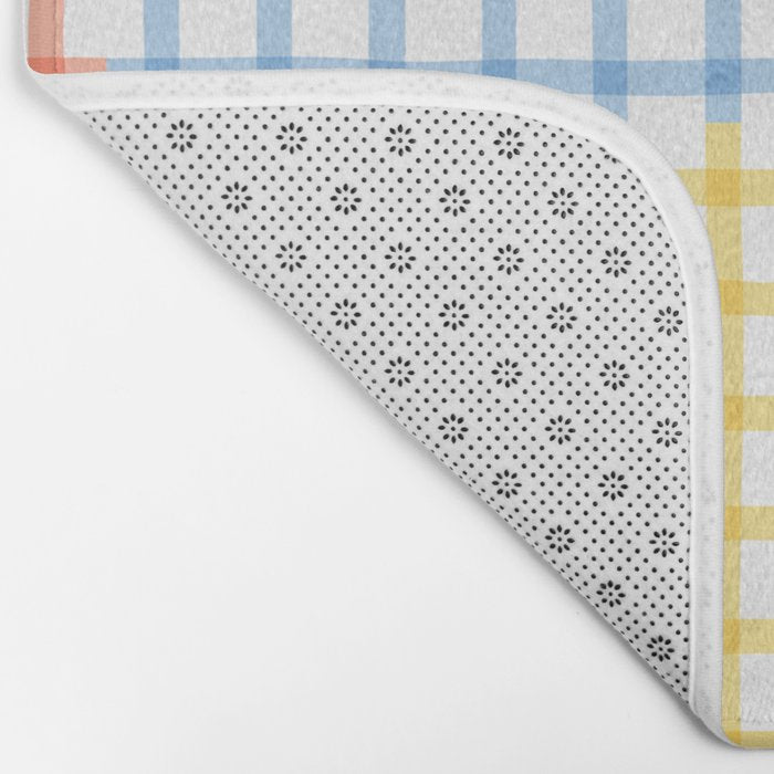 Colorful geometric gingham patchwork pattern Bath Mat Gallery Image 2