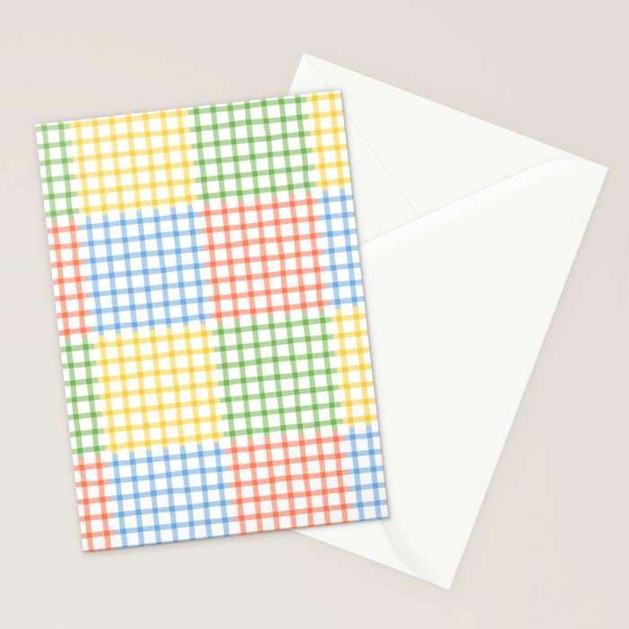 Colorful geometric gingham patchwork pattern Stationery Card Gallery Image 2