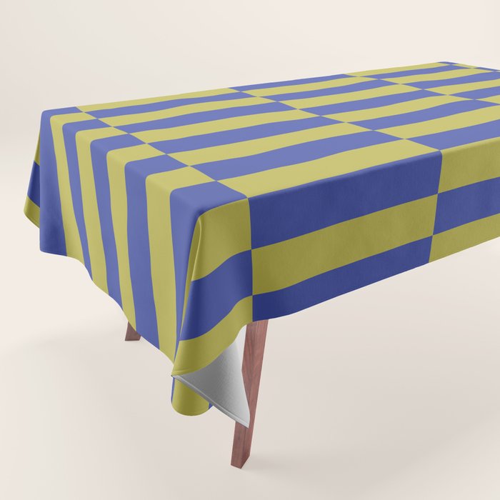 Bold Striped Pattern with Electric Cobalt and Chartreuse Colors Tablecloth Gallery Image 1