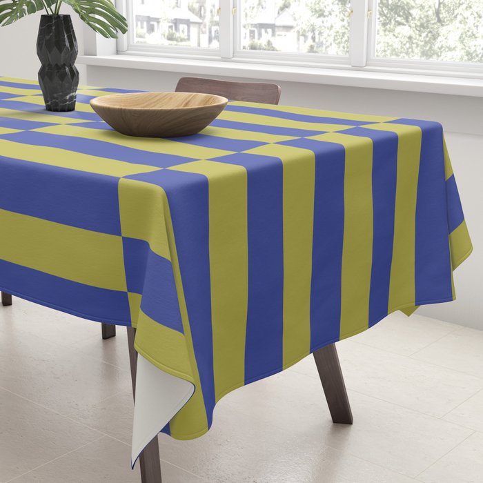 Bold Striped Pattern with Electric Cobalt and Chartreuse Colors Tablecloth Gallery Image 3