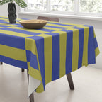 Bold Striped Pattern with Electric Cobalt and Chartreuse Colors Tablecloth Gallery Image 3