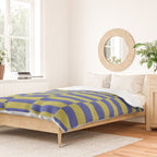 Bold Striped Pattern with Electric Cobalt and Chartreuse Colors Duvet Cover Gallery Image 2