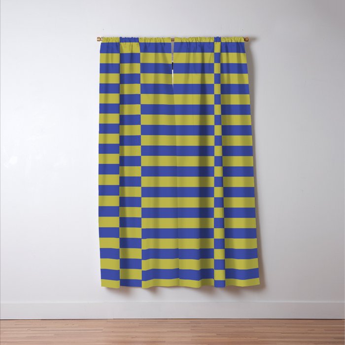 Bold Striped Pattern with Electric Cobalt and Chartreuse Colors Window Curtain Gallery Image 3