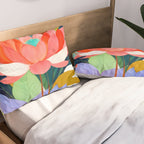 The Velvet Garden, Pastel Floral Botanical Nature, Vintage Plants Illustration Flowers, Bohemian Eclectic Blossom Bloom Meadow Painting Pillow Sham Gallery Image 2