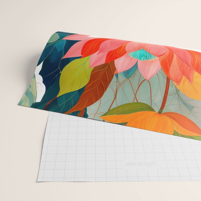 The Velvet Garden, Pastel Floral Botanical Nature, Vintage Plants Illustration Flowers, Bohemian Eclectic Blossom Bloom Meadow Painting Wrapping Paper Gallery Image 2