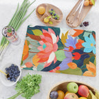 The Velvet Garden, Pastel Floral Botanical Nature, Vintage Plants Illustration Flowers, Bohemian Eclectic Blossom Bloom Meadow Painting Cutting Board Gallery Image 2
