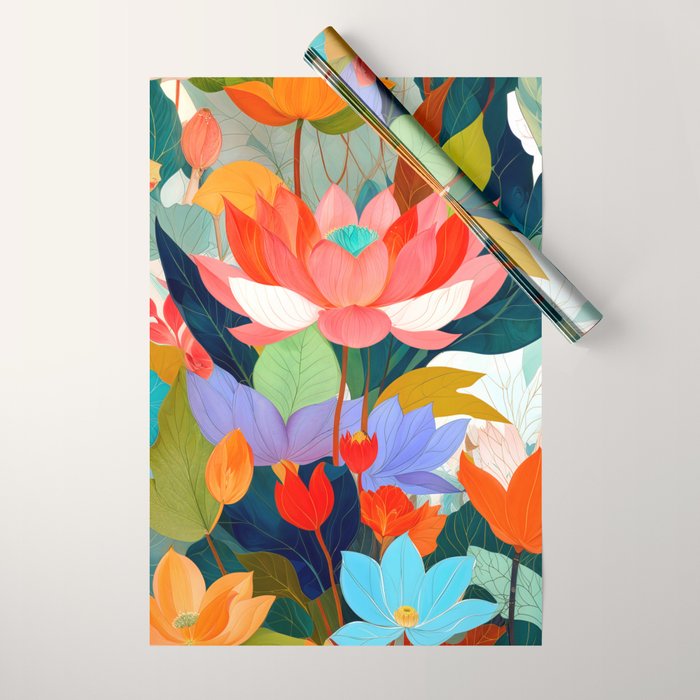 The Velvet Garden, Pastel Floral Botanical Nature, Vintage Plants Illustration Flowers, Bohemian Eclectic Blossom Bloom Meadow Painting Wrapping Paper Gallery Image 1