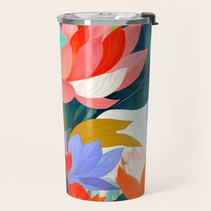The Velvet Garden, Pastel Floral Botanical Nature, Vintage Plants Illustration Flowers, Bohemian Eclectic Blossom Bloom Meadow Painting Travel Mug Gallery Image 2