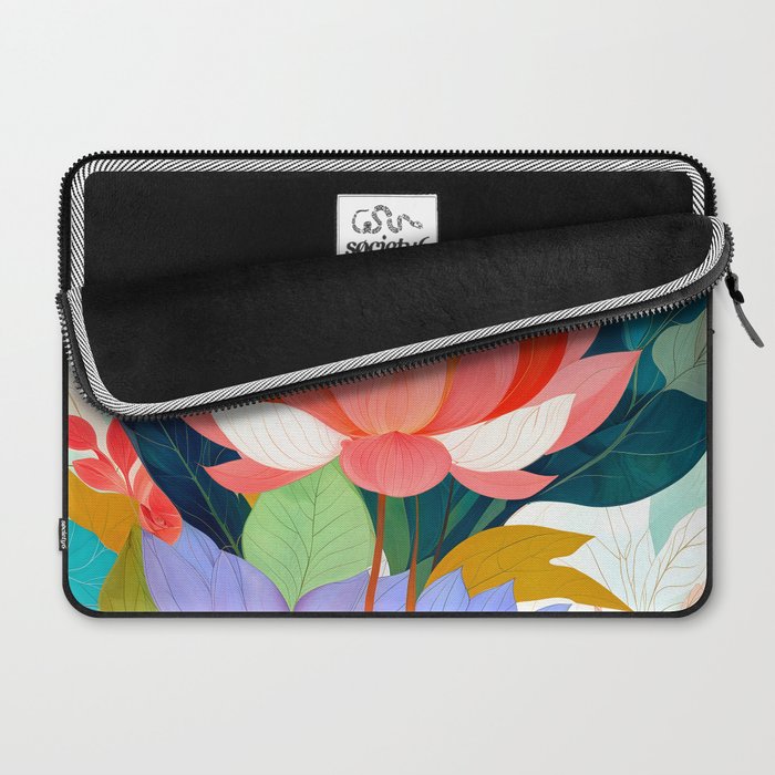 The Velvet Garden, Pastel Floral Botanical Nature, Vintage Plants Illustration Flowers, Bohemian Eclectic Blossom Bloom Meadow Painting Laptop Sleeve Gallery Image 2