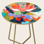The Velvet Garden, Pastel Floral Botanical Nature, Vintage Plants Illustration Flowers, Bohemian Eclectic Blossom Bloom Meadow Painting Side Table Gallery Image 2