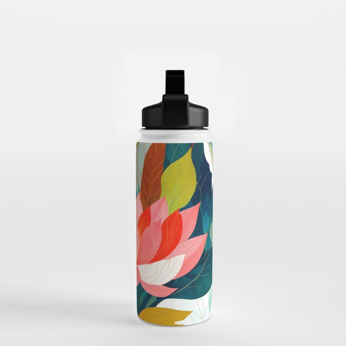 The Velvet Garden, Pastel Floral Botanical Nature, Vintage Plants Illustration Flowers, Bohemian Eclectic Blossom Bloom Meadow Painting Water Bottle Gallery Image 2