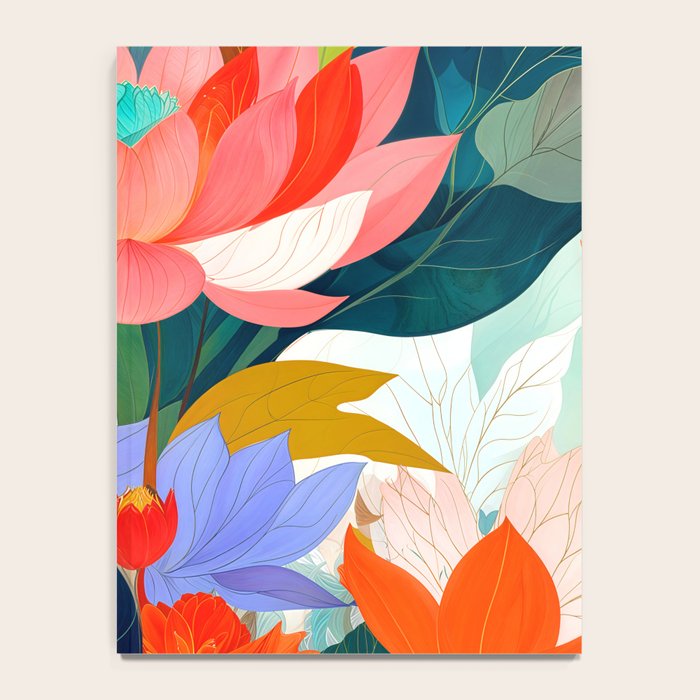 The Velvet Garden, Pastel Floral Botanical Nature, Vintage Plants Illustration Flowers, Bohemian Eclectic Blossom Bloom Meadow Painting Notebook Gallery Image 4