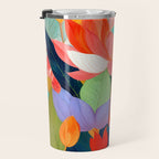 The Velvet Garden, Pastel Floral Botanical Nature, Vintage Plants Illustration Flowers, Bohemian Eclectic Blossom Bloom Meadow Painting Travel Mug Gallery Image 3