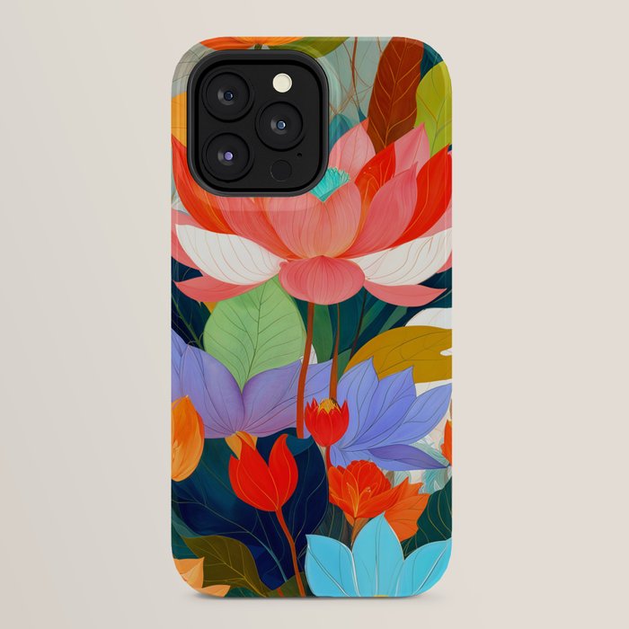 The Velvet Garden, Pastel Floral Botanical Nature, Vintage Plants Illustration Flowers, Bohemian Eclectic Blossom Bloom Meadow Painting iPhone Case Gallery Image 24