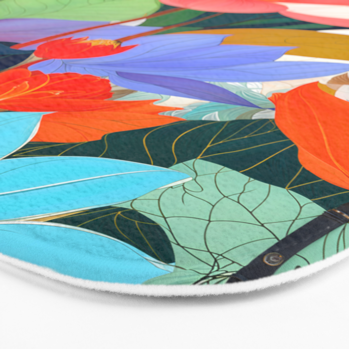 The Velvet Garden, Pastel Floral Botanical Nature, Vintage Plants Illustration Flowers, Bohemian Eclectic Blossom Bloom Meadow Painting Bath Mat Gallery Image 3